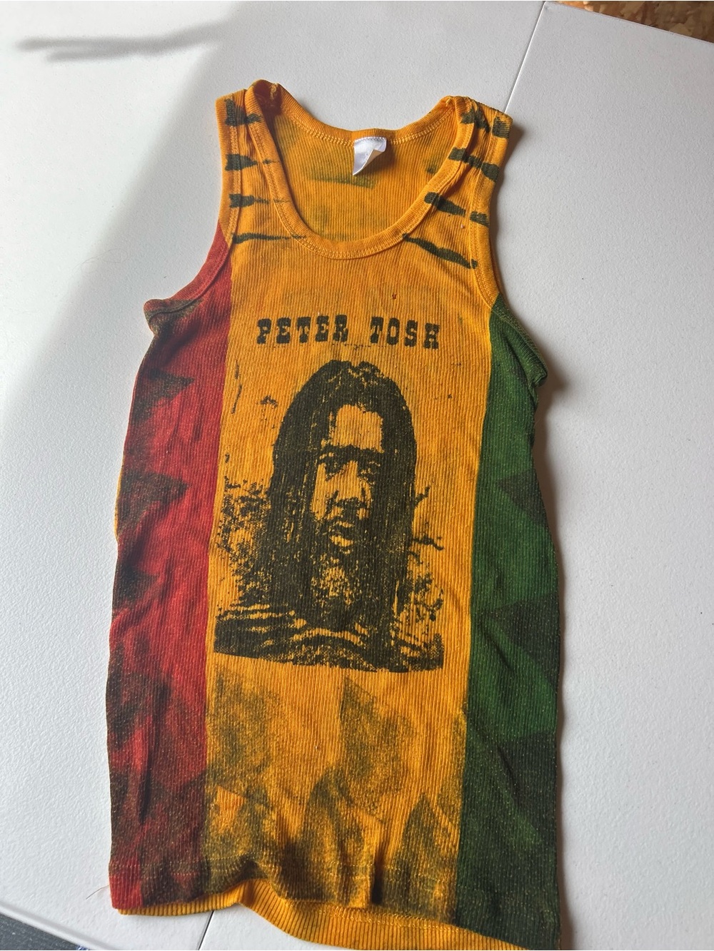 Peter tosh ribbed 90s Mustard Ribbed Tank with Dark Printed Detail